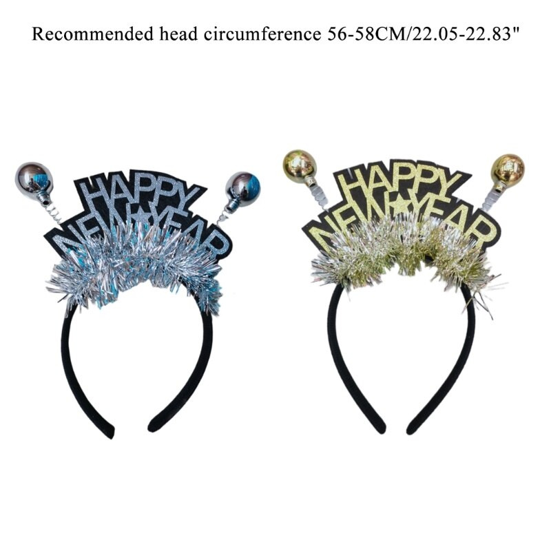 Bentita de Anul Nou 2023 Cerc de păr de Anul Nou La mulți ani Bentita de păr Banda de păr pentru petrecere de Anul Nou Crăciun pentru cap