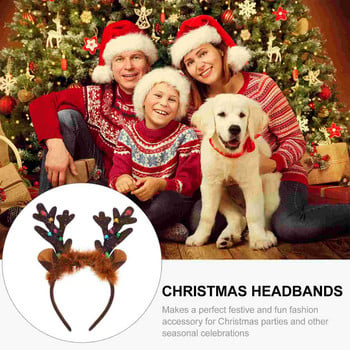 Headband Christmas Reindeer Light Hair Antlers Headbandsxmas Hoop Glowing Deer Flashing Accessoriesheadpiece