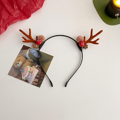 Božićna traka za glavu Sobovi rogovi Cvijet od roga Traka za kosu Kopča Pokrivala za glavu za djecu, odrasle Nova godina Navidad Party Noć vještica Cosplay