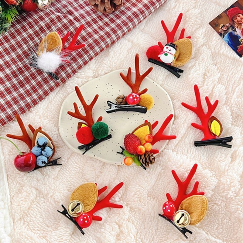 2 tk/komplekt Multifilm Jõulupõdra kõrva juukseklamber Naistele Tüdrukutele Jõuluvana Lumemees Juuksenõel Xmas Party Barrettes lastele Cosplay peakatted