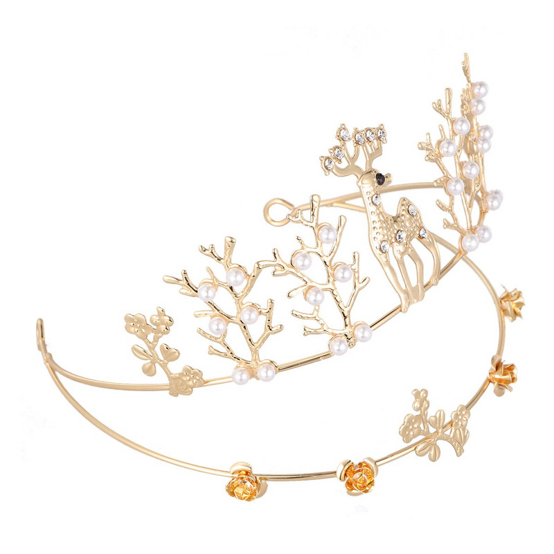 Kalėdiniai galvos apdangalai Plaukai Moterims Elnių juostelės Aksesuarai Elk Ragai Kalnų krištolas Galvos apdangalai Metaliniai Ragai Elnio juosta Tiaras Vestuvinė