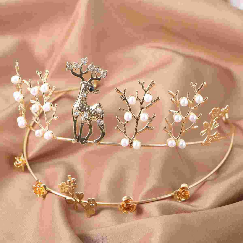 Kalėdiniai galvos apdangalai Plaukai Moterims Elnių juostelės Aksesuarai Elk Ragai Kalnų krištolas Galvos apdangalai Metaliniai Ragai Elnio juosta Tiaras Vestuvinė