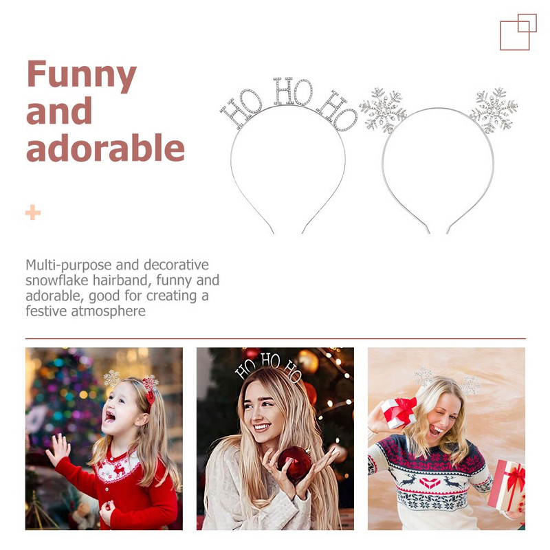 Snaigės galvos juosta Kalėdų plaukų papuošalai Galvos apdangalai Moteriški galvos apdangalai Galvos lankelis Blizgučiai Sniego galvos apdangalo mergaičių sniego galvos apdangalo aksesuarai