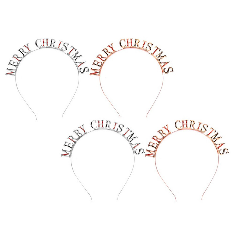 Jõulud Peapaelad Peapaelad Naiste Juuksesulamist Tiara Merry Crystal Letter Metal Hoop Tüdrukud Armsad Säravad Aksessuaarid Rhinestone