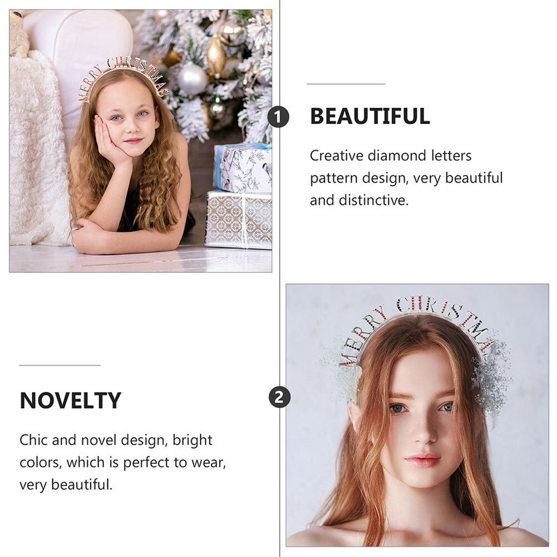 Jõulud Peapaelad Peapaelad Naiste Juuksesulamist Tiara Merry Crystal Letter Metal Hoop Tüdrukud Armsad Säravad Aksessuaarid Rhinestone