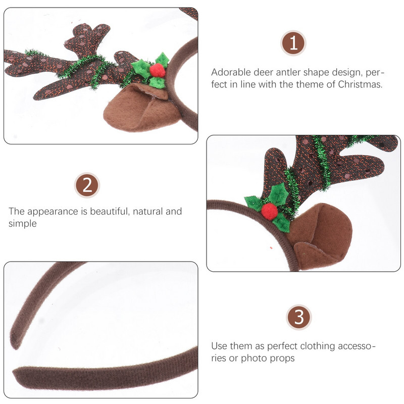 Χριστουγεννιάτικο κεφαλόδεσμο Κέρατο τάρανδος Μαλλιά Κέρατα Κέρατα κεφαλής Κορδέλες κεφαλής με στεφάνι από ελάφι Lightheadpiece Headdress Headwear Led Elkclips Halloween