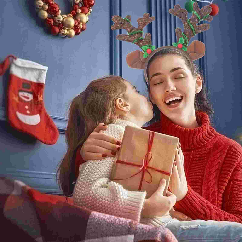 Χριστουγεννιάτικο κεφαλόδεσμο Κέρατο τάρανδος Μαλλιά Κέρατα Κέρατα κεφαλής Κορδέλες κεφαλής με στεφάνι από ελάφι Lightheadpiece Headdress Headwear Led Elkclips Halloween