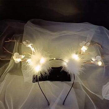 2021 New Luminous Antler Headband Christmas Elk Berry Cat Ear Headband Αξεσουάρ για τα μαλλιά Scenic Stage Show Photo Props