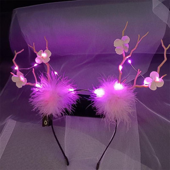 2021 New Luminous Antler Headband Christmas Elk Berry Cat Ear Headband Αξεσουάρ για τα μαλλιά Scenic Stage Show Photo Props