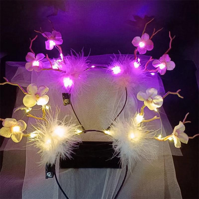 2021 New Luminous Antler Headband Christmas Elk Berry Cat Ear Headband Αξεσουάρ για τα μαλλιά Scenic Stage Show Photo Props