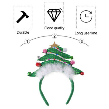 Коледна лента за глава Treesequin Коса Празничен обръч Аксесоари за звезди Шапки Шапки Детски чорапи Декор Глава Cosplay