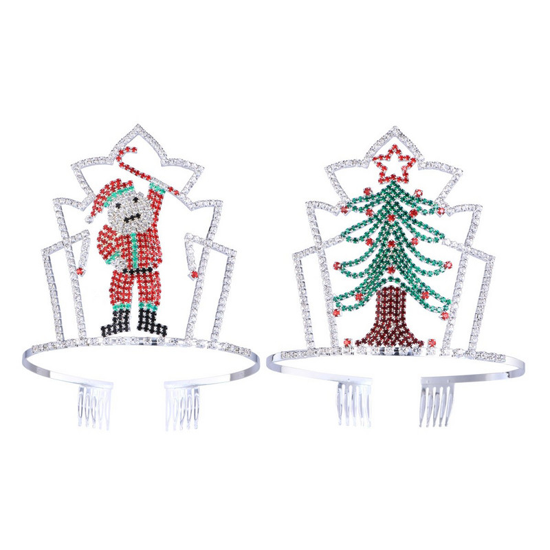 Božićna tijara Traka za glavu Kosa Blagdanska Djed Mraz Djevojka Potrepštine za zabavu Ženski dodaci Poklon Dijamantna traka od kristala Šešir Mrazić