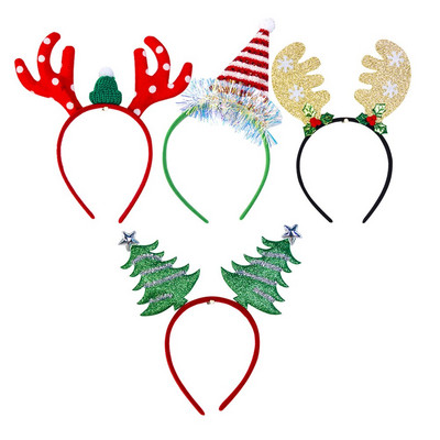 4 komada ukrasa za glavu Božićni koluti za kosu Traka za glavu za blagdansku zabavu Blagdanske trake za glavu Božićna traka za glavu od rogova