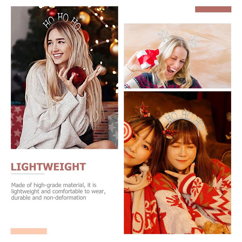 2 vnt Dekoratyviniai kalėdiniai snaigių plaukų lankeliai Gražios kalėdinės snaigės plaukų juostos