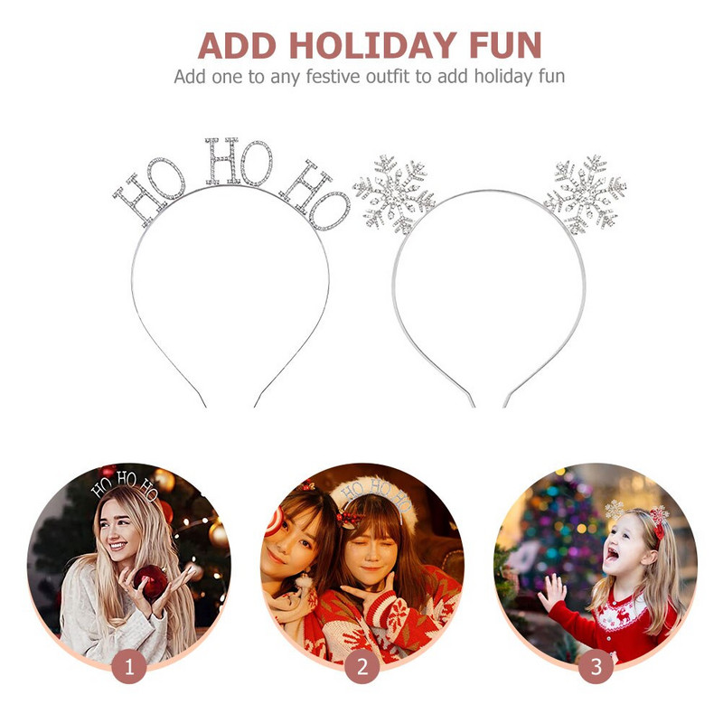 2 vnt Dekoratyviniai kalėdiniai snaigių plaukų lankeliai Gražios kalėdinės snaigės plaukų juostos