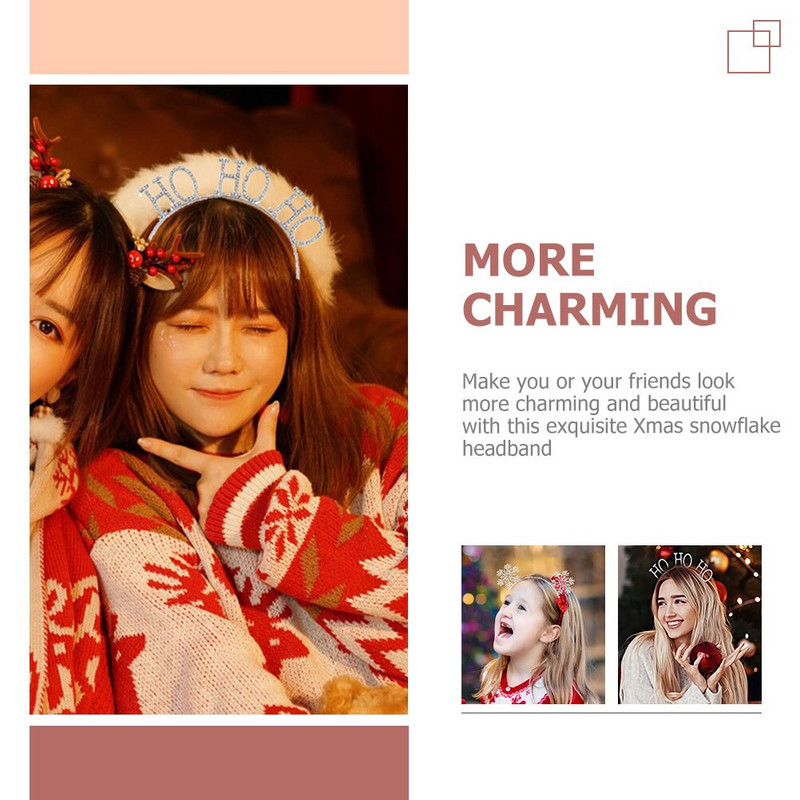 2 vnt Dekoratyviniai kalėdiniai snaigių plaukų lankeliai Gražios kalėdinės snaigės plaukų juostos