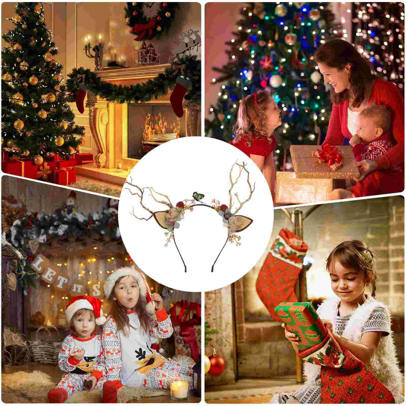 Božićna traka za kosu Rogovi sobova Traka za kosu Traka za glavu jeleni Trake za glavu Led Poklopac za glavu Rogovi Ženske kolutove Xmaslightears Kostim