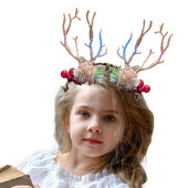 Jõuluhirve peapael Reguleeritav lilleline vanikuga peapael naistele tüdrukutele Pühade juukserõngaga Cosplay peapael pidude jaoks