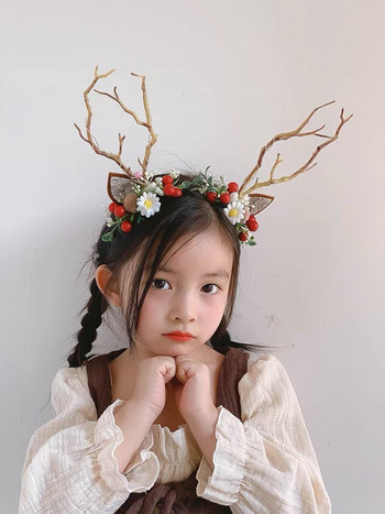 Супер фея фея издънка Коледа кедрова гъба орнаменти за коса луминисцентна еленов хорн смола цвете лента за коса закопчалка за коса