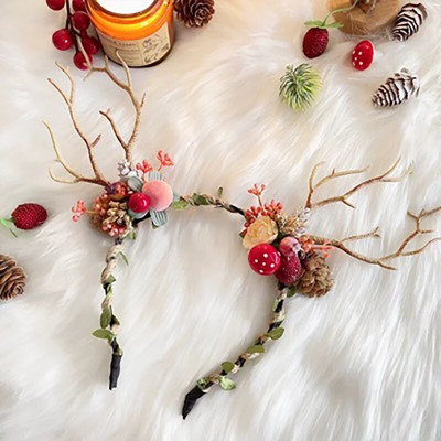 Super vila vila puca božićni cedar gljiva ukrasi za kosu luminescentni staghorn smola cvijet gumica za kosu kopča