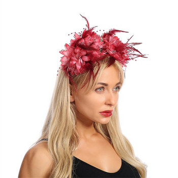 Червена лента за коса с цветя с череп и флорална шапка за момичета Хелоуин шапка SCVD889
