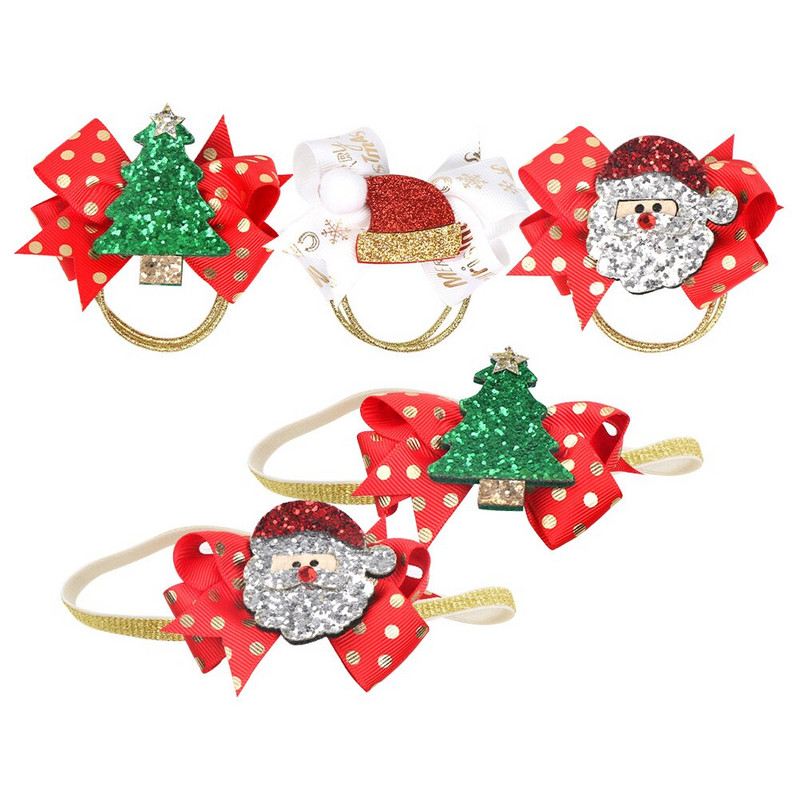 Păr de Crăciun Suporturi pentru coadă de limbă Funcții de sărbători Accesorii de sărbători Frânghii Fundițe Benzi pentru fete frânghie cu sclipici pentru copii Bentită pentru cap