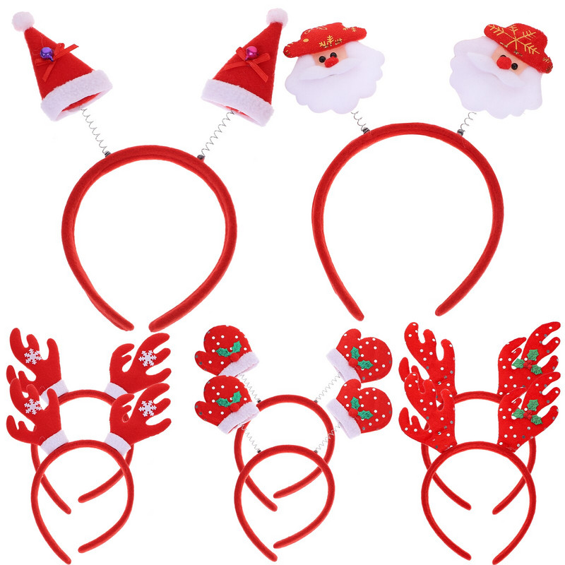 Božićne trake za glavu od sobove kose Traka za kosu Svjetlucava traka za kosu Hoopparty Trake za glavu Elk Hornsband Jelen Životinje Snježne pahuljice