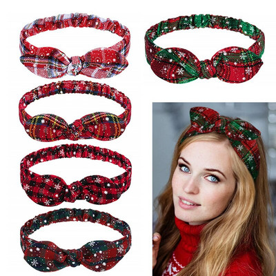 Χριστουγεννιάτικο φιόγκο κεφαλόδεσμο Check Head Band Head Headwear Αξεσουάρ μαλλιών Χριστουγεννιάτικα δώρα γενεθλίων για κορίτσια Γυναικεία προμήθειες για πάρτι