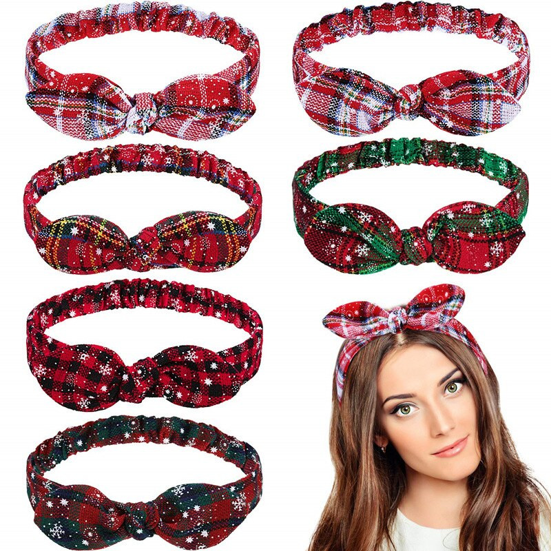 Χριστουγεννιάτικο φιόγκο κεφαλόδεσμο Check Head Band Head Headwear Αξεσουάρ μαλλιών Χριστουγεννιάτικα δώρα γενεθλίων για κορίτσια Γυναικεία προμήθειες για πάρτι