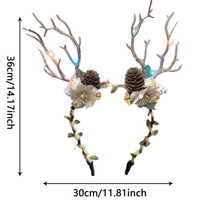 Traka za glavu s božićnim jelenom Ženski dekor za kosu od jelenjih rogova s cvijećem Trake za kosu za Noć vještica Oprema za kosu za fotografiranje