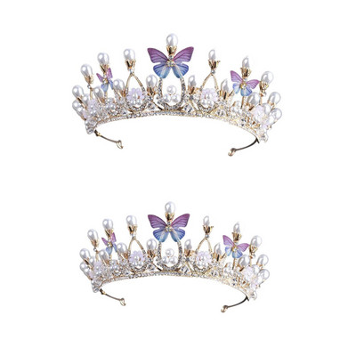 Royal Pearl Rhinestone Tiara χωρίς χτένα για Pegeant Princess Crown