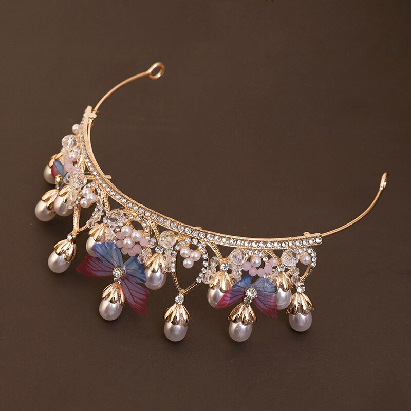 Tijara s kraljevskim bisernim kamenčićima bez češlja za krunu princeze