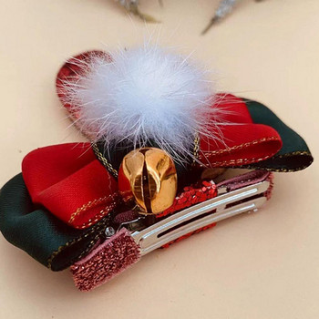 1 чифт коледни щипки за коса Мини камбана Блестяща универсална щипка за коса с еленови рога Шапки за момичета Коледна украса Аксесоари за коса