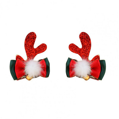 1 чифт коледни щипки за коса Мини камбана Блестяща универсална щипка за коса с еленови рога Шапки за момичета Коледна украса Аксесоари за коса