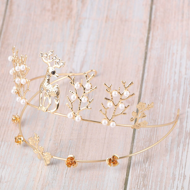 Коледна лента за глава Дамски ленти за коса Deerantler Аксесоари Елк Шапки Диадеми Метални кристали Парти Детска лента Диадема