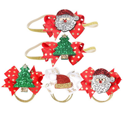 Božićne vezice za kosu Držači za repove Bowscrunchies Blagdanski dodaci Užad Mašne Trake Djevojčice Svjetlucavi konopac Dječja svjetlucava traka za glavu