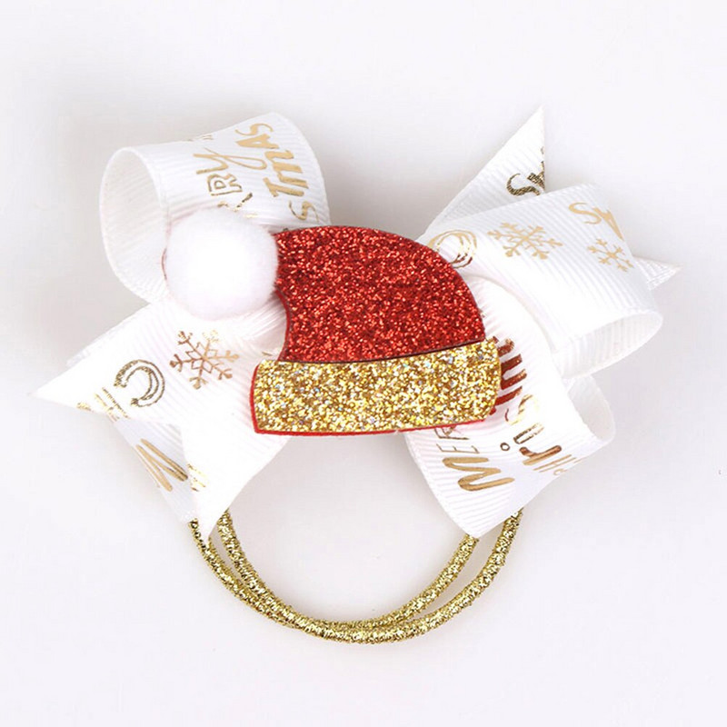 Božićne vezice za kosu Držači za repove Bowscrunchies Blagdanski dodaci Užad Mašne Trake Djevojčice Svjetlucavi konopac Dječja svjetlucava traka za glavu