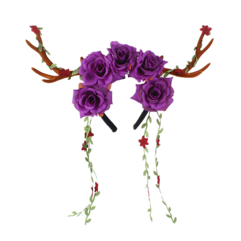 Armsad lilled Liblikad puuoksad Juukserõngaste kostüümne juuksepael naiste tüdrukutele jõuluhirvesarvede peapael