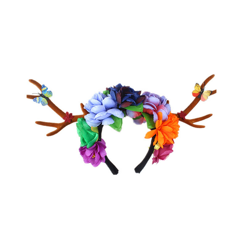 Armsad lilled Liblikad puuoksad Juukserõngaste kostüümne juuksepael naiste tüdrukutele jõuluhirvesarvede peapael