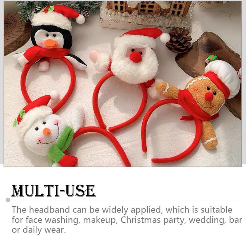 Jõulune juuksepael 3D nukk käepaelaga Multifilmi peakatted Universaalne rõngas, pildistamisrekvisiit Navidadi meikkostüüm