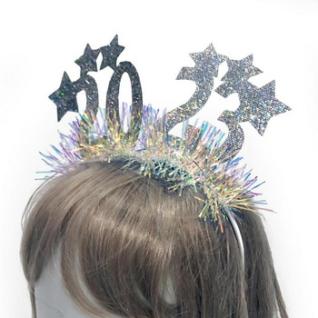 Ευτυχισμένο το νέο έτος Headband Shinning New Year Hairhoop Eve Party Cosplay Props Supplies Headwear Hair Band For Women Girl