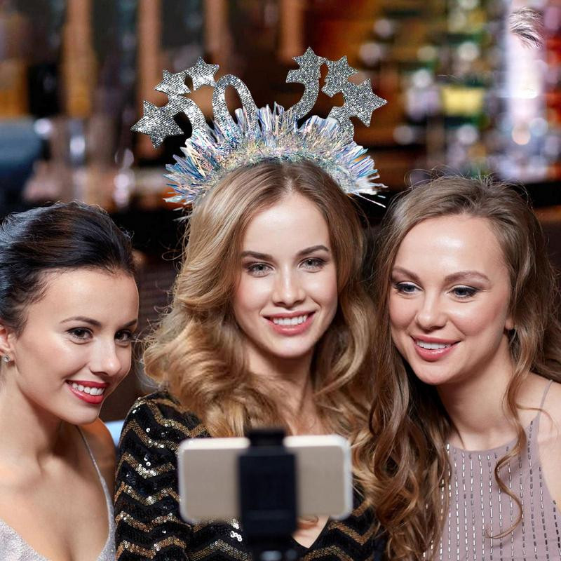 La mulți ani, bentiță strălucitoare de Anul Nou, cerc de păr pentru petrecere de ajun, accesorii pentru cosplay, accesorii pentru cap, banda de păr pentru femei, fete