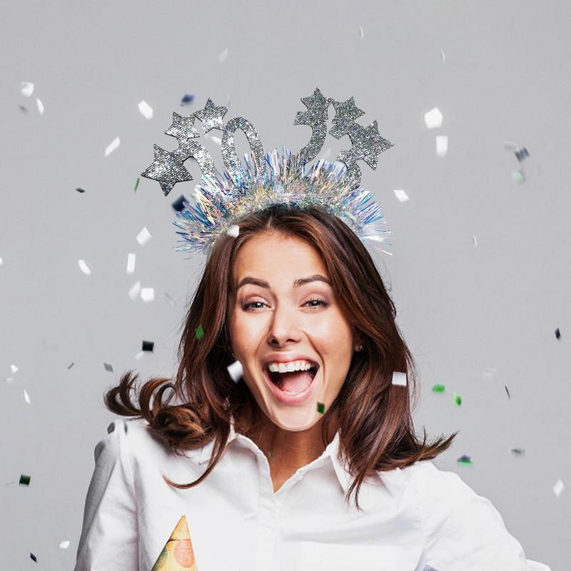 La mulți ani, bentiță strălucitoare de Anul Nou, cerc de păr pentru petrecere de ajun, accesorii pentru cosplay, accesorii pentru cap, banda de păr pentru femei, fete