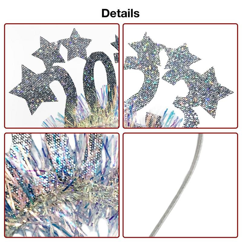 La mulți ani, bentiță strălucitoare de Anul Nou, cerc de păr pentru petrecere de ajun, accesorii pentru cosplay, accesorii pentru cap, banda de păr pentru femei, fete