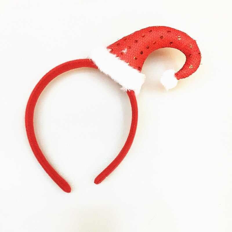 12 τμχ Ενήλικες Παιδιά Κόκκινη βελούδινη παγιέτα Φύλλο λουλουδιών Σγουρό καπέλο Κεφαλόδεσμος Κεφαλόδεσμος Προμήθειες διακόσμησης πάρτι Navidad Χριστούγεννα