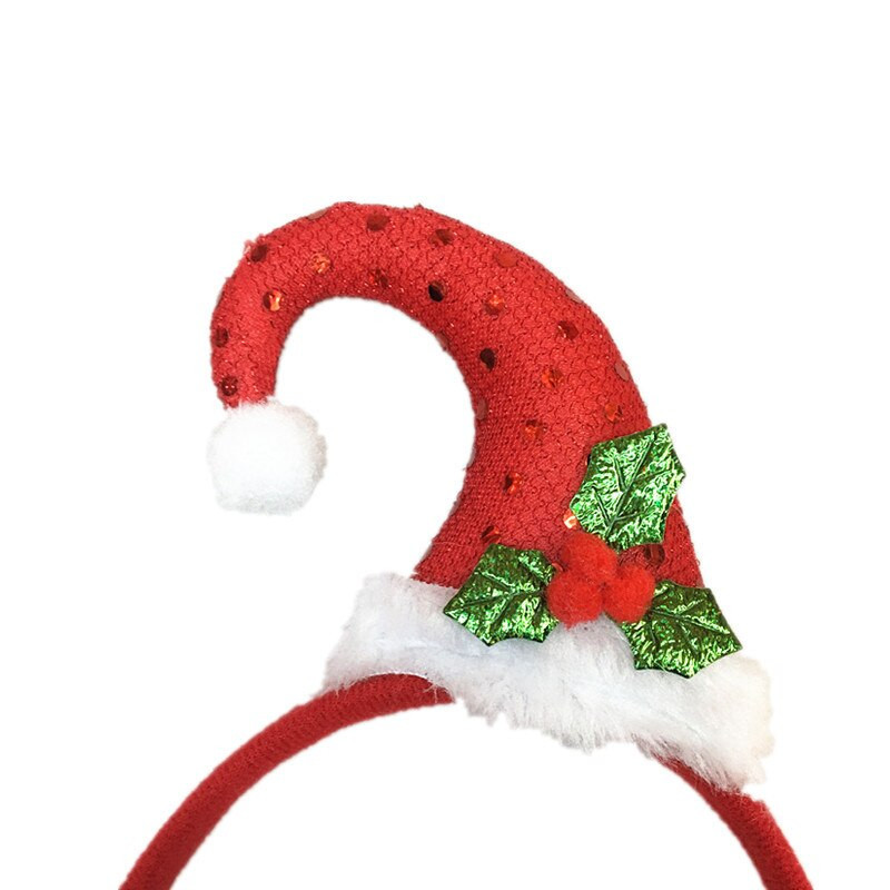 12 τμχ Ενήλικες Παιδιά Κόκκινη βελούδινη παγιέτα Φύλλο λουλουδιών Σγουρό καπέλο Κεφαλόδεσμος Κεφαλόδεσμος Προμήθειες διακόσμησης πάρτι Navidad Χριστούγεννα