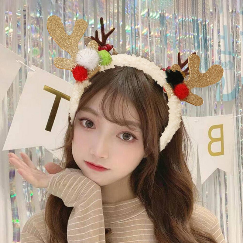 Lengva, žavinga, miela elnio rago kalėdinė galvos juosta šventinė dovana Kalėdų plaukų lankelis animacinių filmų plaukų aksesuarai