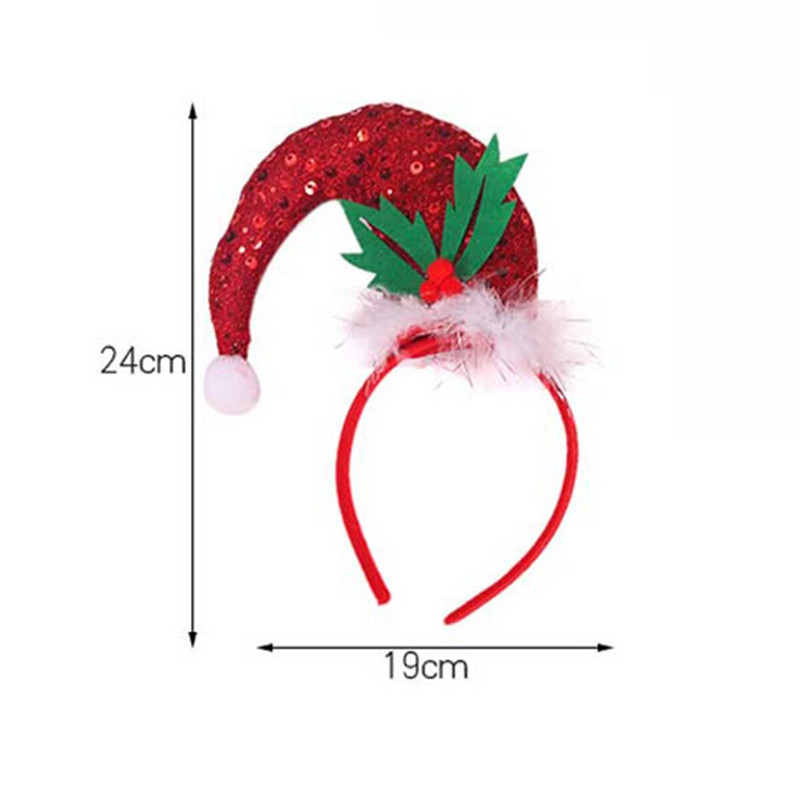 1 buc. Cercuri drăguțe pentru cap de Crăciun cu paiete, pentru copii, bentite multifuncționale pentru festival, pentru petreceri, roșu/auriu