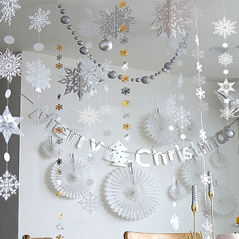3D изкуствени снежинки Хартиен гирлянд Замразени парти орнаменти Коледна украса за дома Winter Wonderland Парти декорации