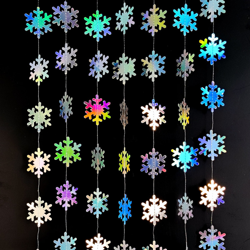 3D mākslīgās sniegpārslas papīra vītnes saldētas ballīšu rotājumi Ziemassvētku rotājumi mājām Ziemas brīnumzemes ballīšu rotājumi